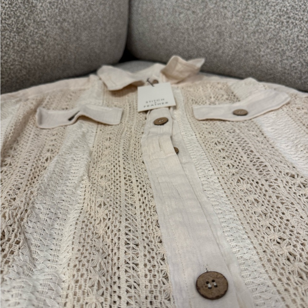 Cream Women's Crochet Jacket - Picture 6 of 10